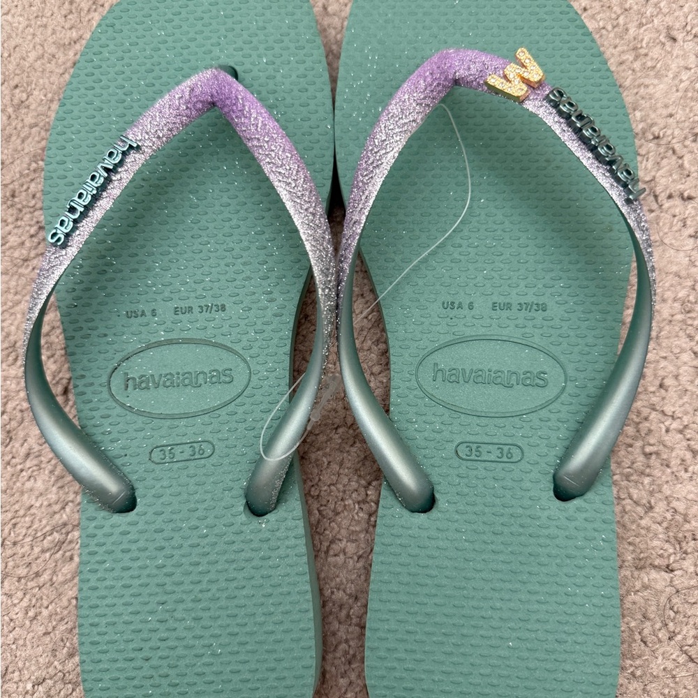 Havaianas Green and Purple Flip Flops